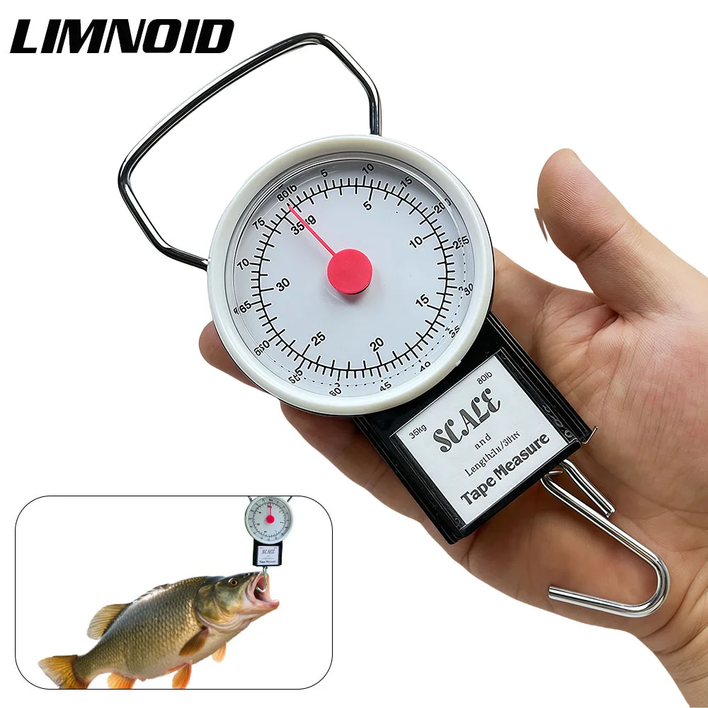 Balança Portátil Limnoid com Fita Métrica, Capacidade de 35kg, Ferramenta Leve para Pesagem em Pesca, Bagagem e Compras