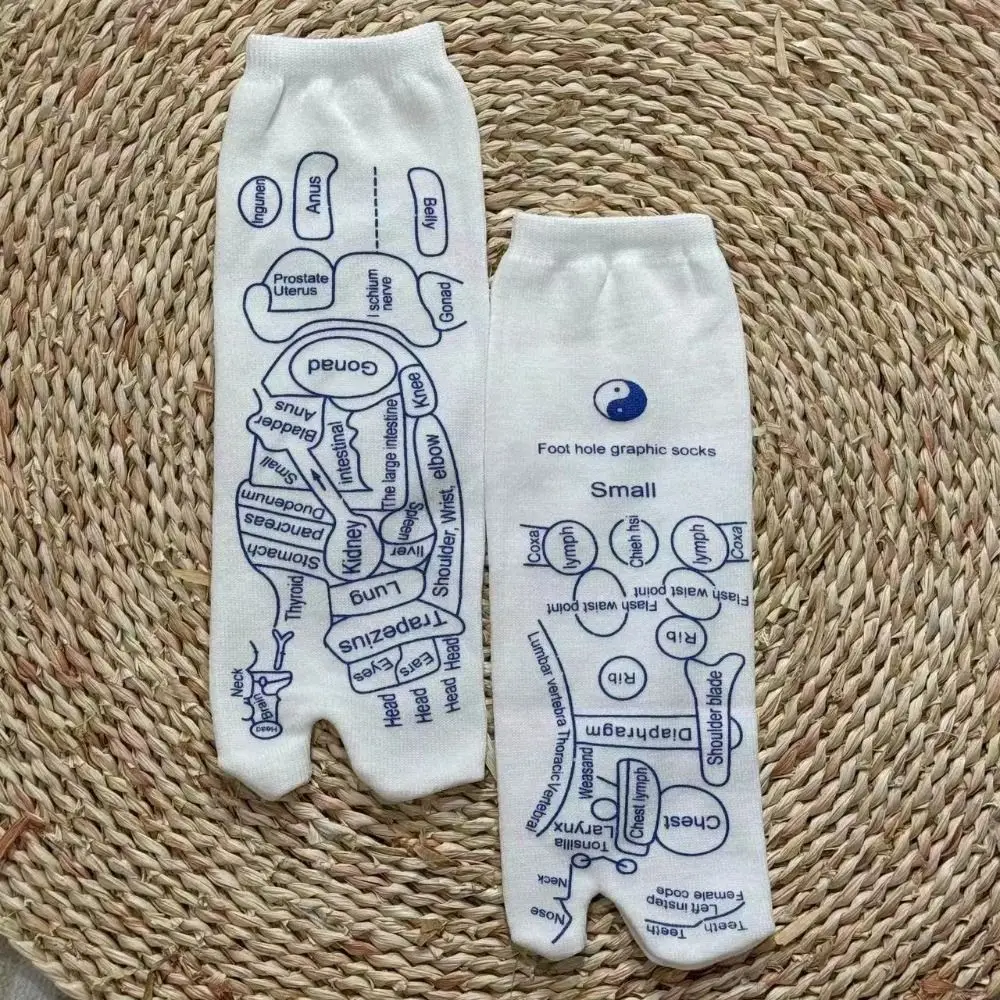 With Massager Acupressure Reflexology Socks Soft White Massage Socks Release Pressure Professional Hand Spa Reflexology Socks