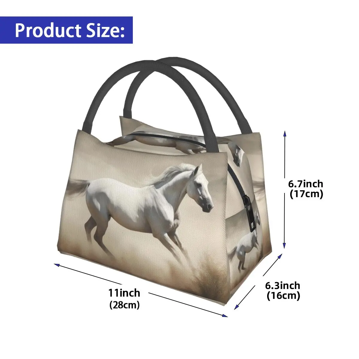 Horse Galloping In The Desert Illustration Insulated Lunch Bag for Women Kids Portable Food Boxes Thermal Lunch Box Tote