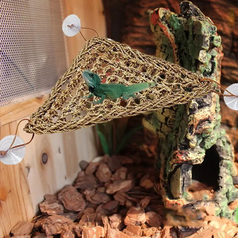 Reptile Lizard Hammock Hamster Reptile Grass Mat Pet Bed Seaweed Hammock Swing Pet Reptile Toy Hanging Bed Mat Hanging Sofa