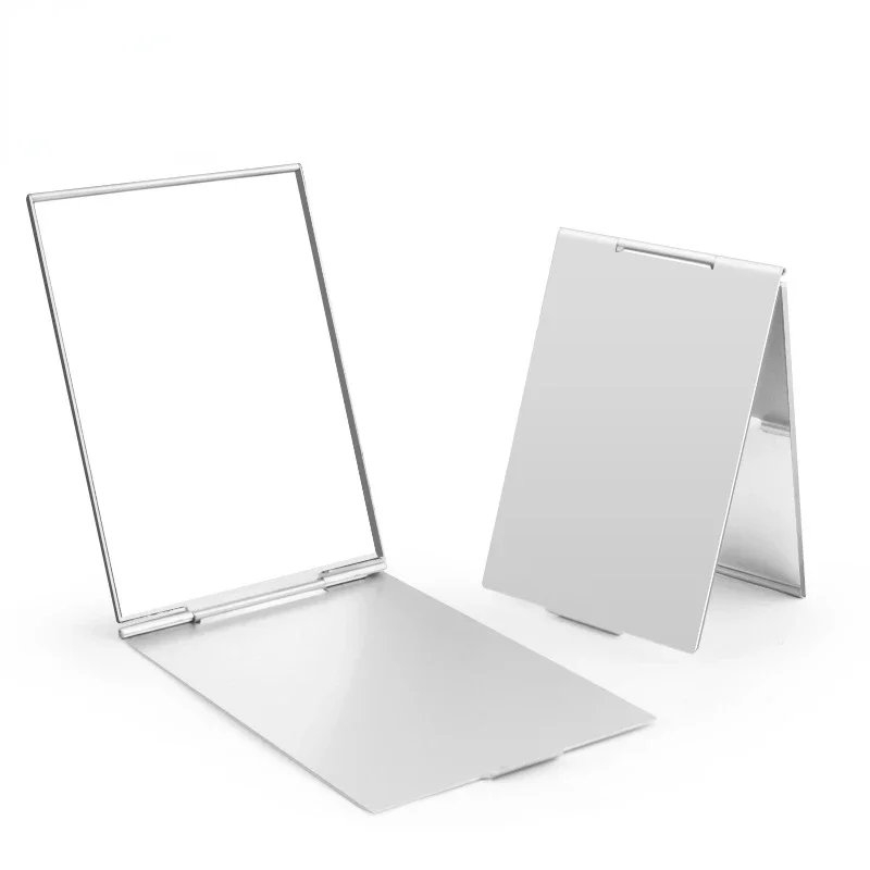 Miroir pliant en aluminium de poche, Mini miroirs de maquillage portables, petit miroir de voyage, vanité, outils cosmétiques compacts pliables