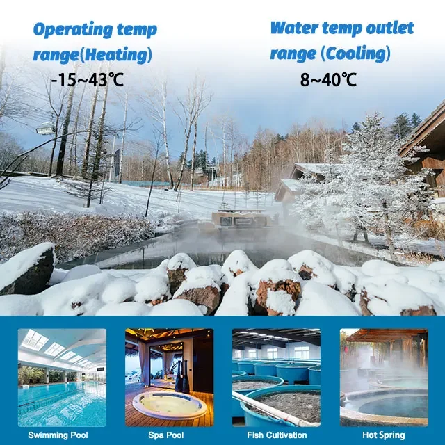 R32 R410A Stainless Steel Pool Heater Swimming Commercial Air Source Heat Pump High COP for Commercial Hotel Use with WIFI