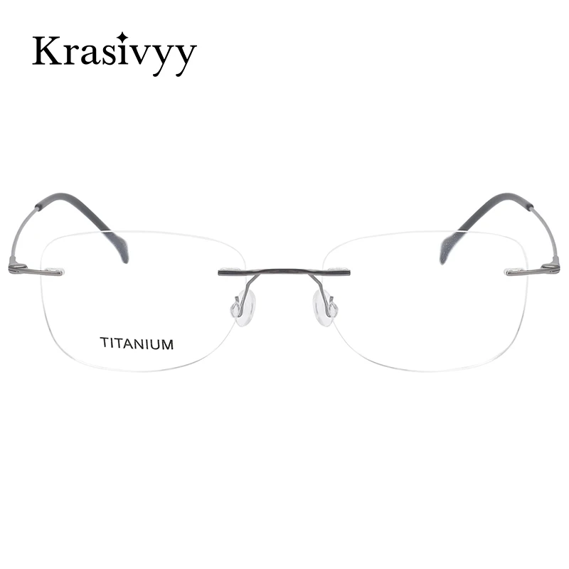 Krasivyy Luxury Rimless Glasses Frame Men Titanium Ultralight Myopia Prescription Eyeglasses Women Screwless Korean Eyewear