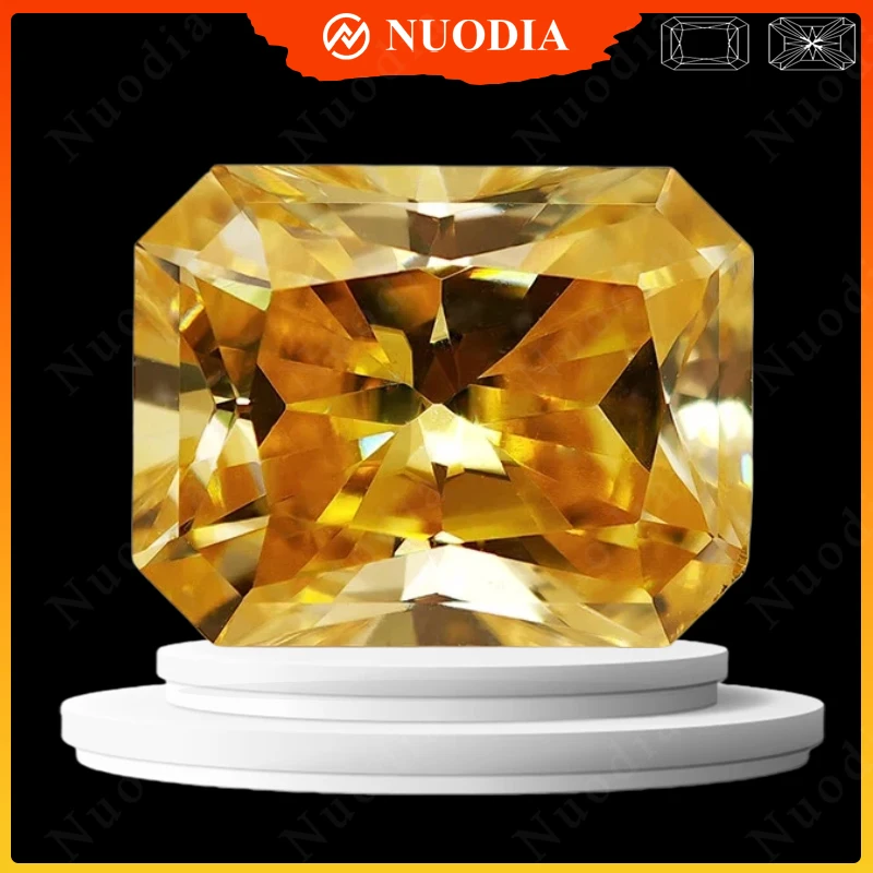 GRA Certified Moissanite Lab Diamonds Lemon Yellow Color Radiant Cut 0.5-10ct Moissanite Loose Gemstones Positive Tester
