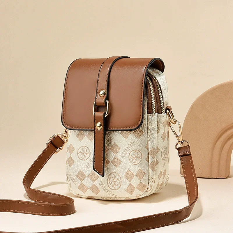 Stylish Monogram Print Crossbody Bag Small Phone Purse Sling Bags with Adjustable Strap Shoulder Bags for Women Everyday Casual