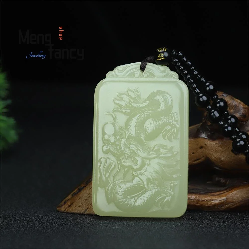 

Natural Hetian Green Jade Retro Zodiac Dragon Sign Pendant Exquisite Elegant Simple High-grade Luxury Quality Fashion Jewelry