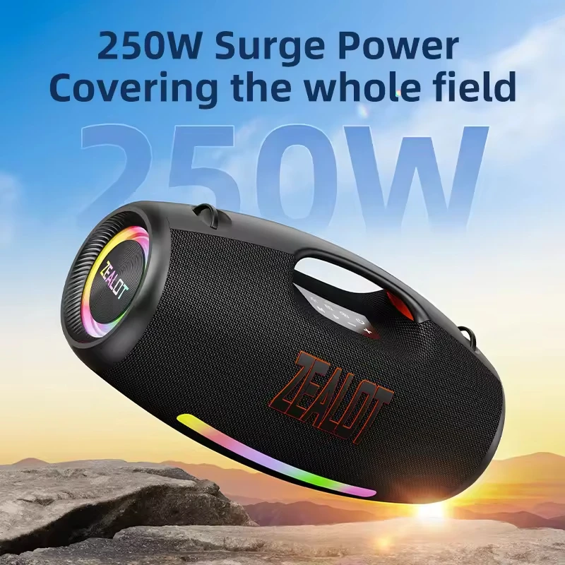 Portable 250W Power RGB Colorful Light Wireless 360 Stereo Surround Subwoofer High Volume Home Theatre Stage Speaker