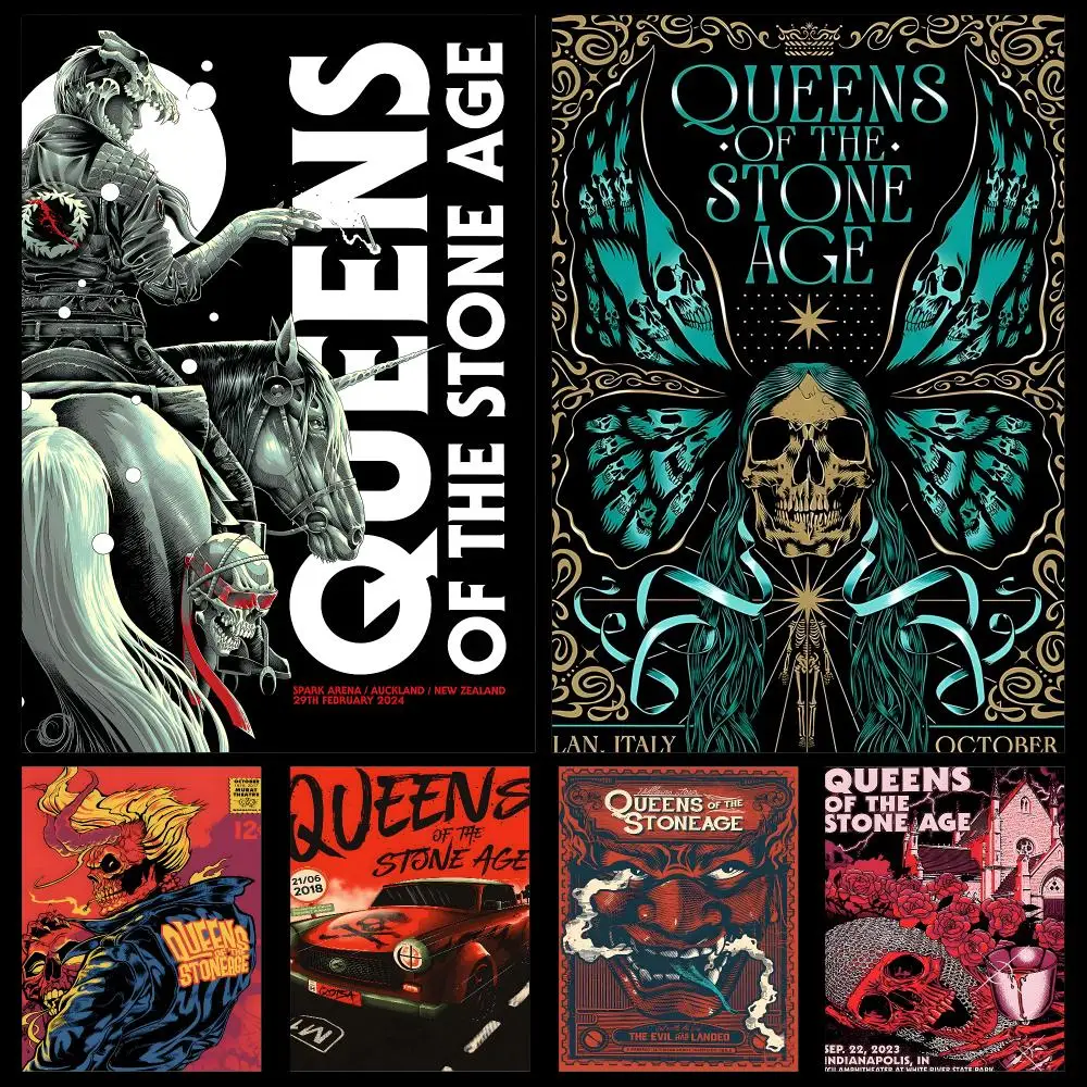 Music Queens Stone Age Rock Poster PP Self Adhesive Modern Decorative HD for Garage gaming room living room Gift