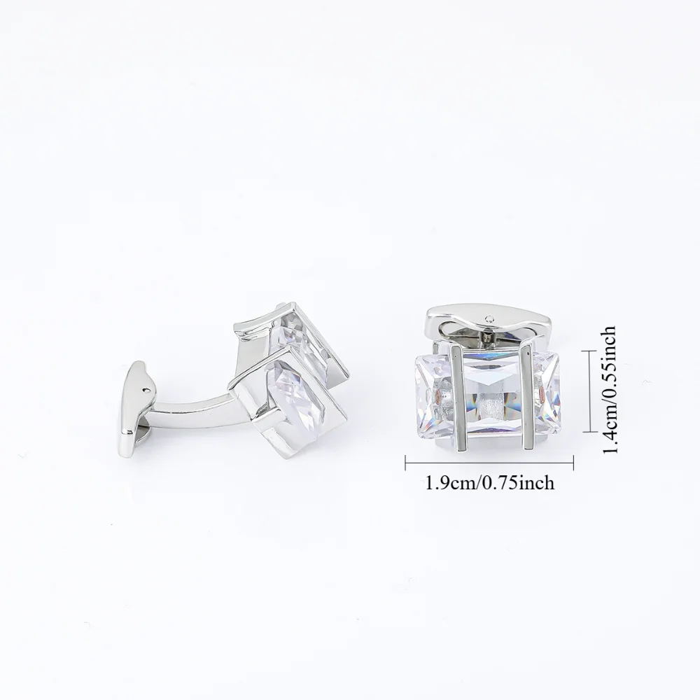 Geometric Cutting Imitation Diamond Cufflinks Rectangular Crystal Cufflink Business Dress Wedding Shirt Sleeve Nails Decoration