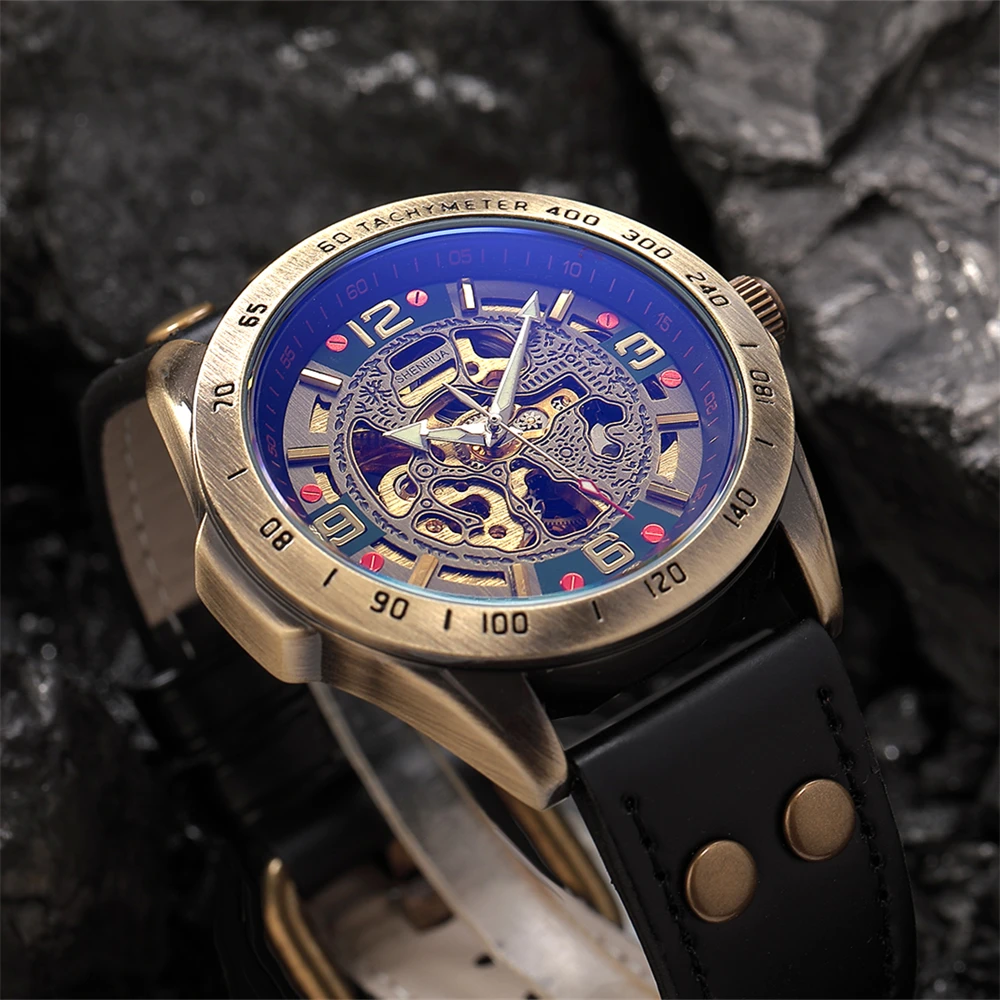 Fashionable hollow European and American style men\'s mechanical watch luminous Arabic numerals fully automatic mechanical watch