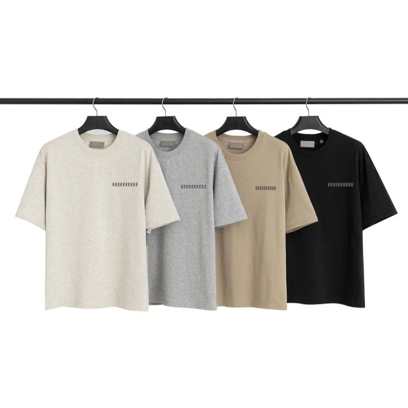 FW21 Luxury Design Men's T-shirts Two Rows Reflect Letter Logo T-shirts Top Quality Men's High Street Loose Cotton Tops Tees