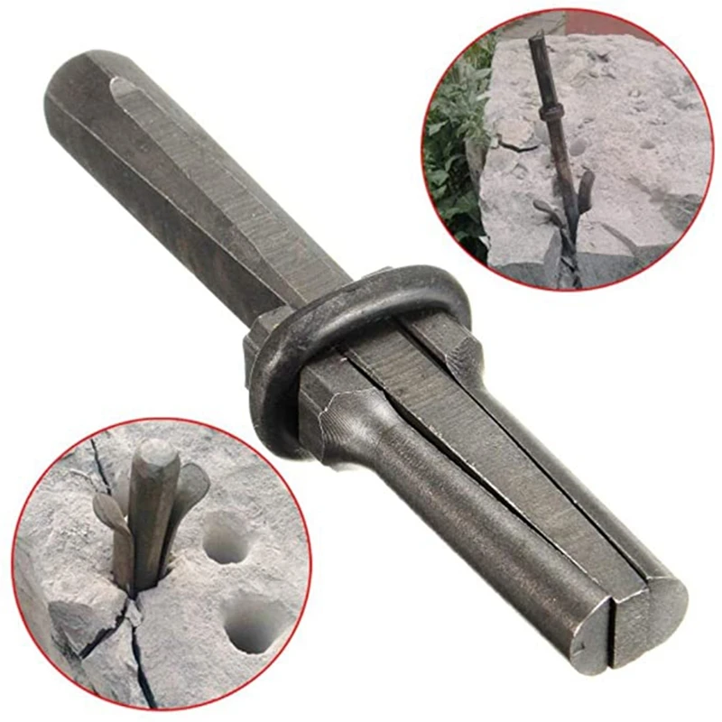 3 Set Stone Splitter 9/16in Metal Plug Wedges and Feathers Shims Concrete Rock Splitters Hand Tool-A49I view 6