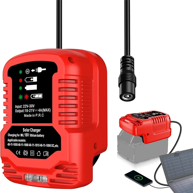

DC socket Solar Charger for Milwaukee 18V Li-ion Battery for Solar Panels Charging Station Adapter for Trip and Camping