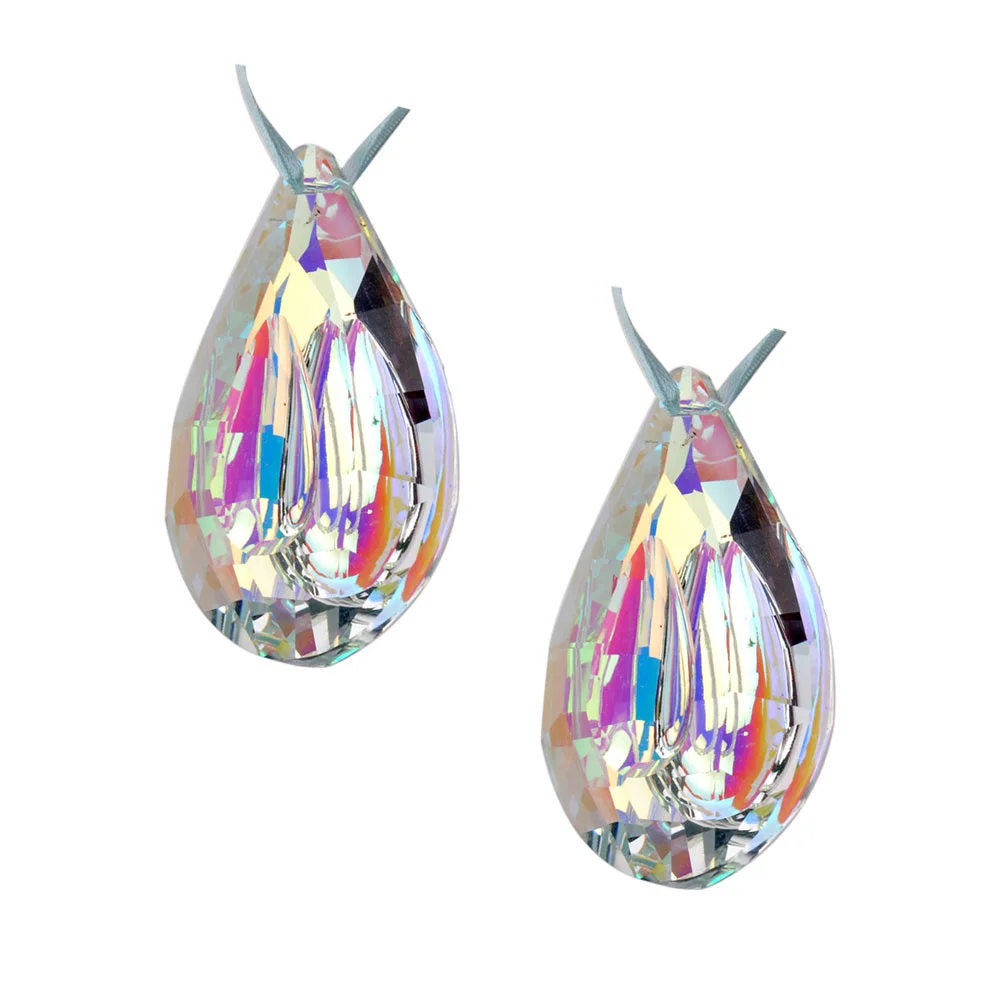 2 Pcs Water Drop Crystal Ornaments Pendant Curtain Hanging for Costume Lighting