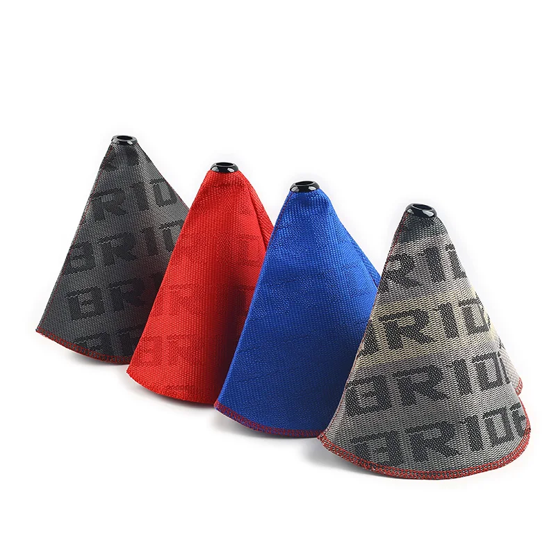 JDM Style Canvas Shift Boot Lever Knob Cover Racing Shift Knob Collars Universal Car With Red Stitching