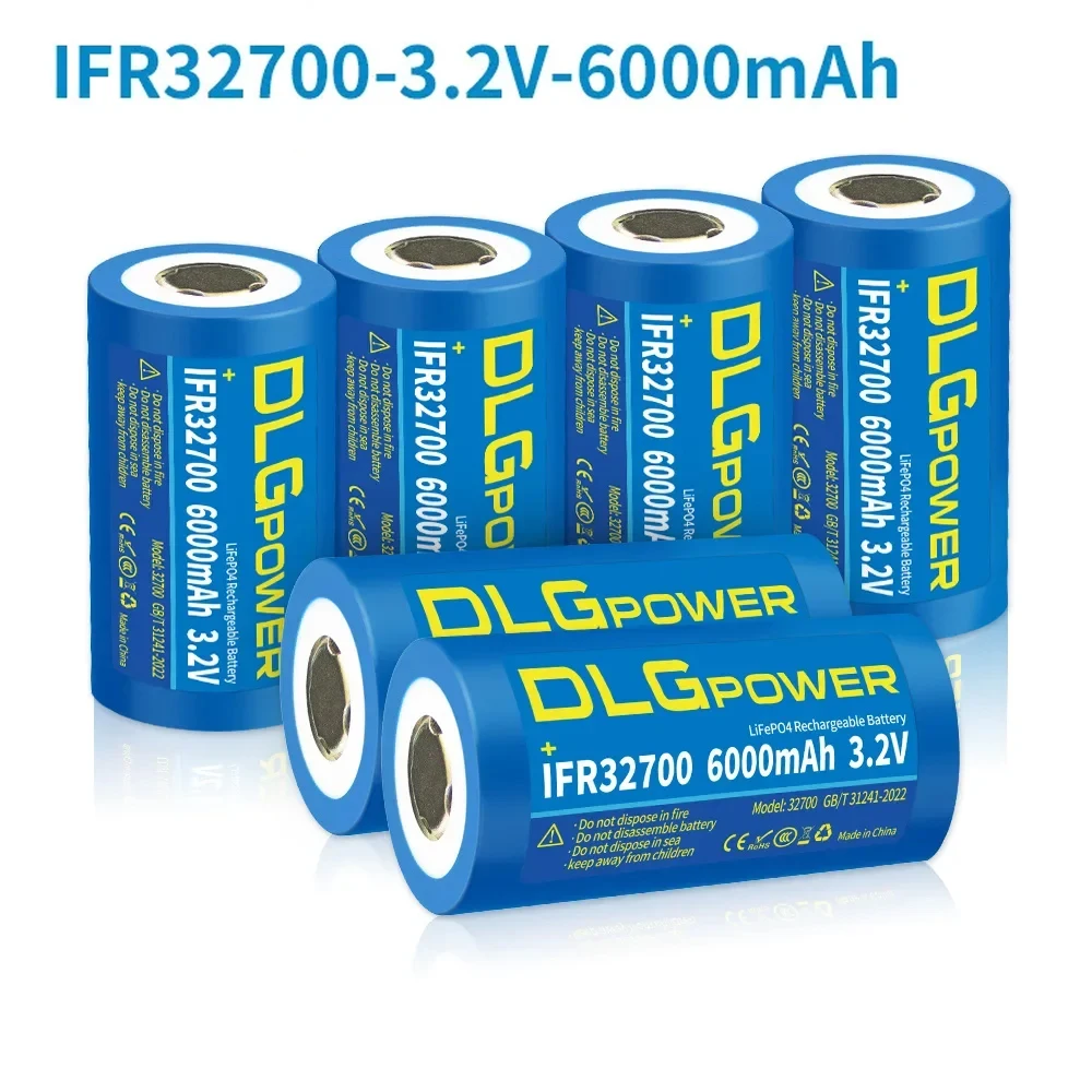 DLGPOWER 3.2V 6000mAh Battery 32700 6000mAh LiFePO4 Rechargeable Battery Cell 5C Discharged Battery for Backup Power Flashlight