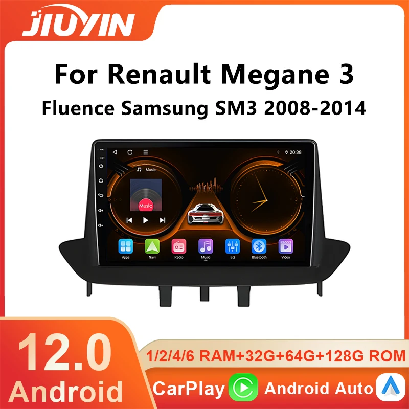 JIUYIN Android GPS Car Radio For Renault Megane 3 Fluence Samsung SM3 2008 - 2014 Stereo Multimedia Video Player DSP CarPlay