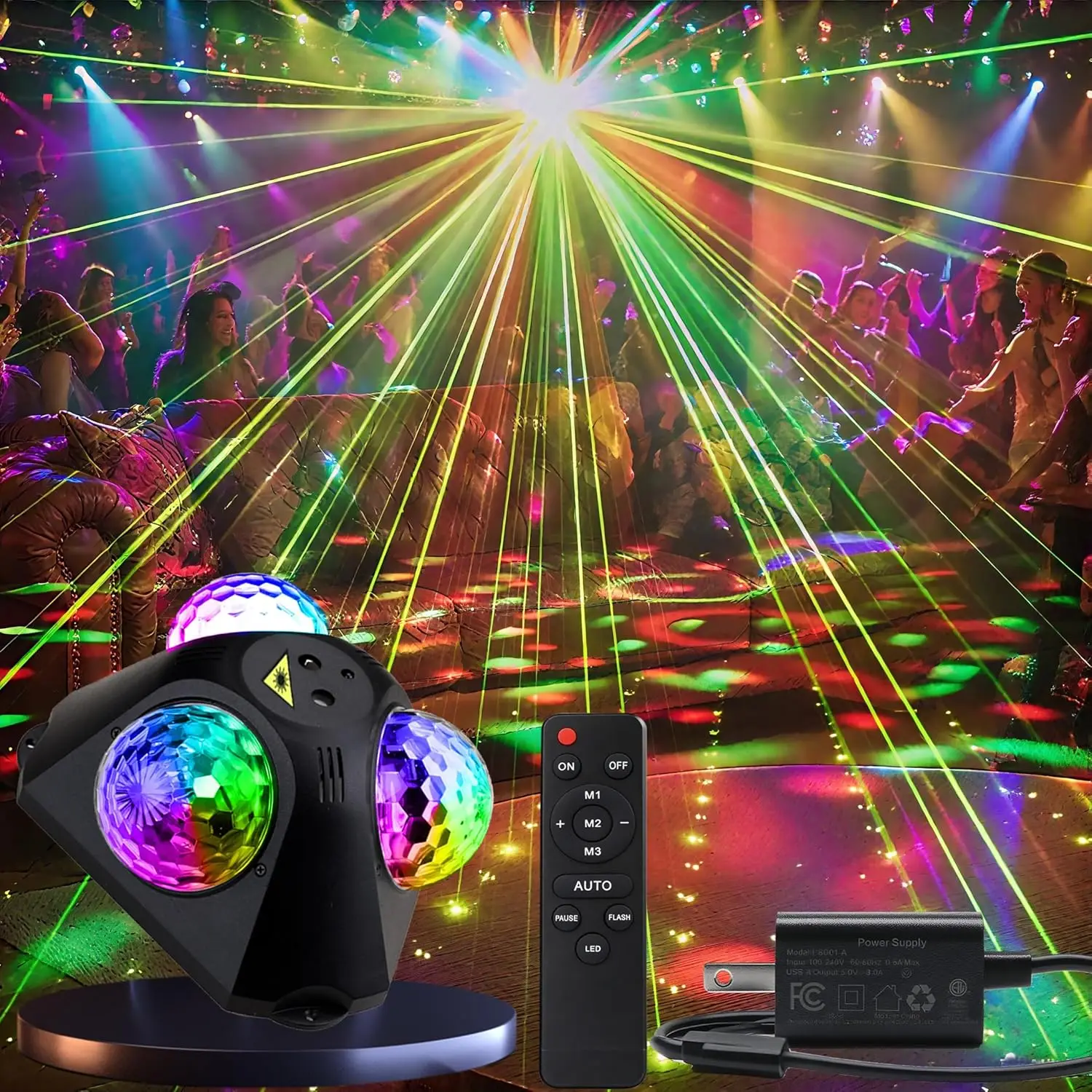 

Disco Ball Party Lights Indoor Outdoor, Dj Lights Disco Ball Decor Party Strobe Light for Parties 3