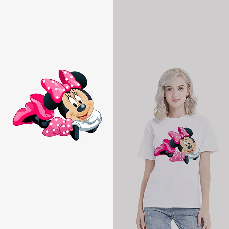 Mickey Minnie Mouse Animal Pattern Iron on Patches for Kids Clothing DIY Shirt Heat Transfer Patch Clothes Kawaii Gift Stickers