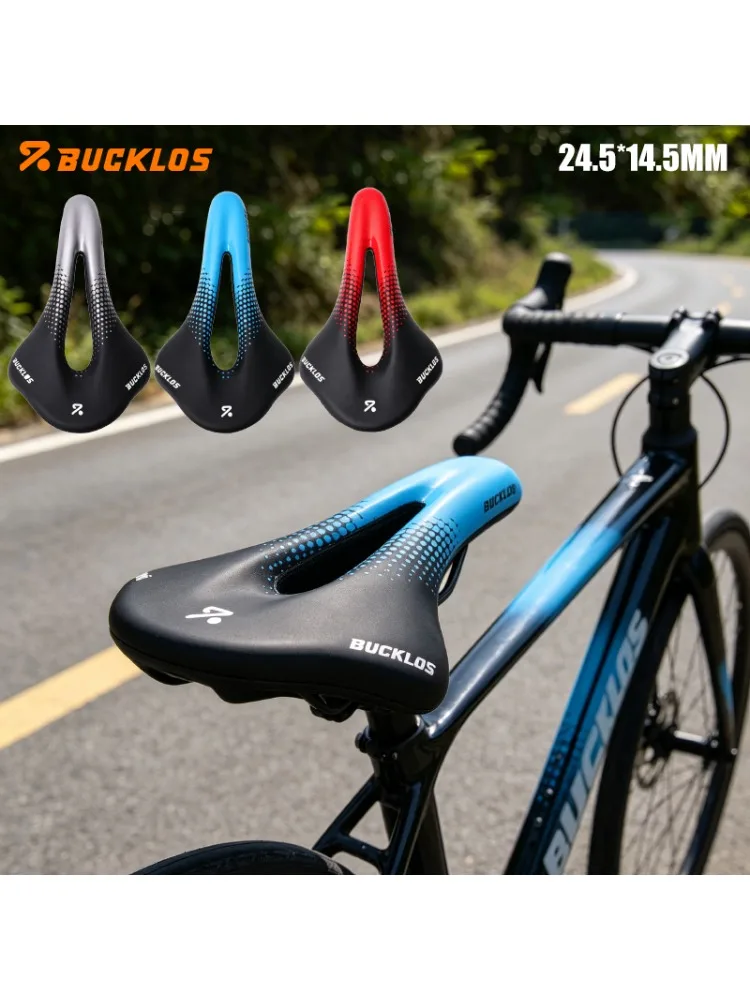AliExpress BUCKLOS MTB Road Bike Saddle 24.5*14.5mm Ultralight Bike Cushion Breathable Hollow Bicycle Seat Water-Resistant Cycling Seat