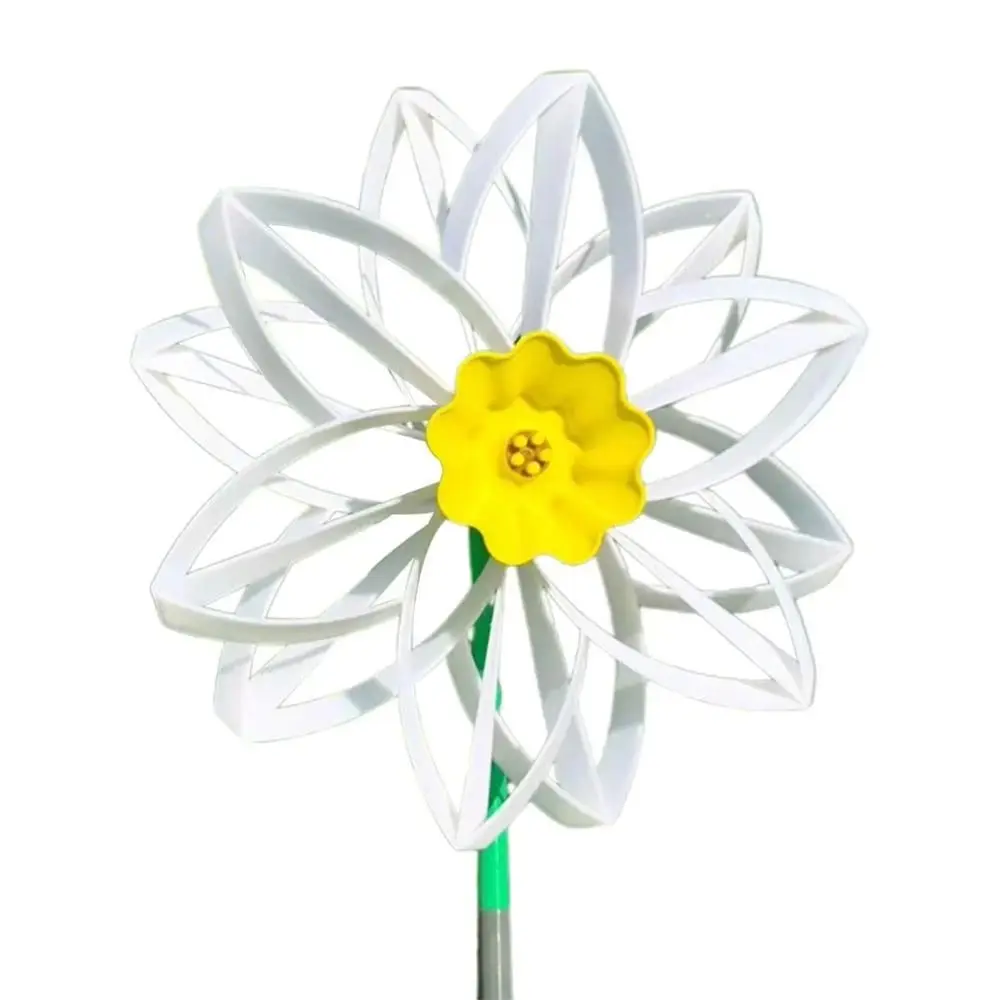 Rotierender Sonnenblumen-Windspinner, kein Widerstand, mit Pfählen, Narzisse-Windmühle, Ornament, manuelle Windmühle für den Außenbereich