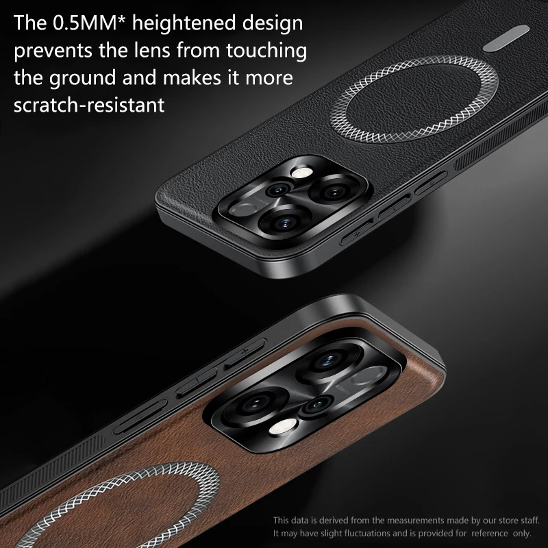 For Oppo Reno 14 Pro Case Magnetic Elegant Leather Wear-Resistant Lens Fully Covered Non-Slip Grip Edge Cover Shell