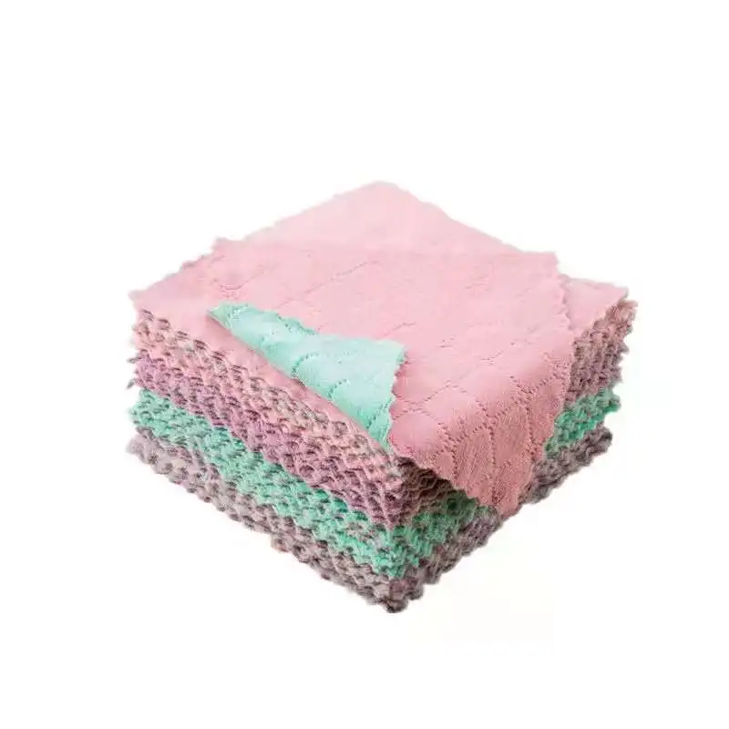 Serviette en microcarence à double couche, chiffon à récurer, chiffon à huile antiadhésif, sites super absorbants, sourire, livres, Everths, cuisine, 5 pièces, 10 pièces