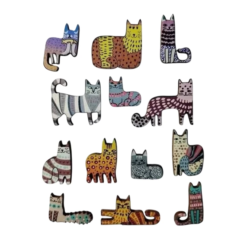 Puzzle in Legno a Forma di Gatto Irregolare, Gioco Espressivo, Forme Animali Uniche, Regalo Rilassante, Pezzo d'Arte Decorativo, Rompicapo