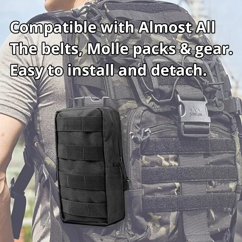 Outdoor Tactical Molle Waist Bag 1000D Oxford Black Storage Fanny Pack for Hunting Backpack Tactical Vest Attachment