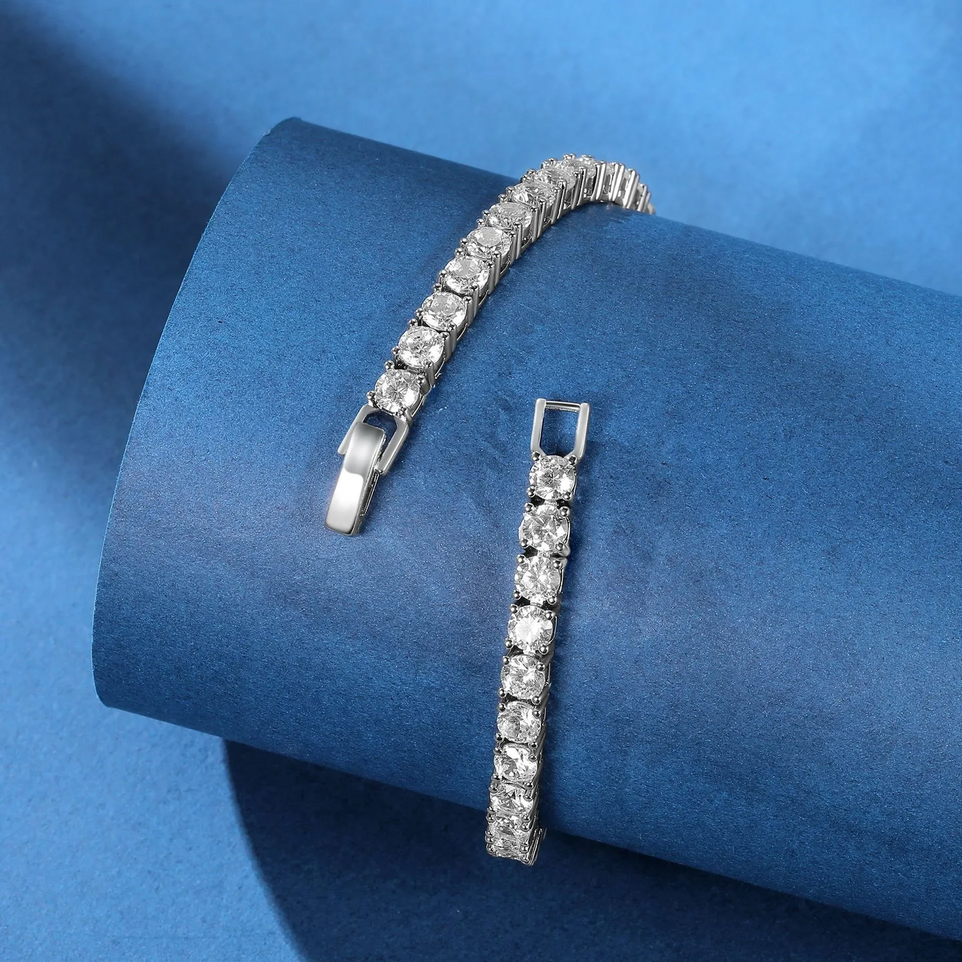 925 Sterling Silver 4mm Tennis Bracelet Inlaid With Zircon Crystal Electroplated 18k Gold Luxury Fashion Women's Gift