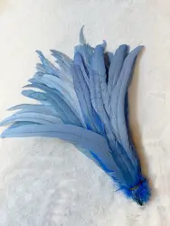 Wholesale 100pcs 30-35CM Rooster Tail Feathers Sky Blue Natural Plumes Beige DIY Cock Clothing Jewelry Accessories Party