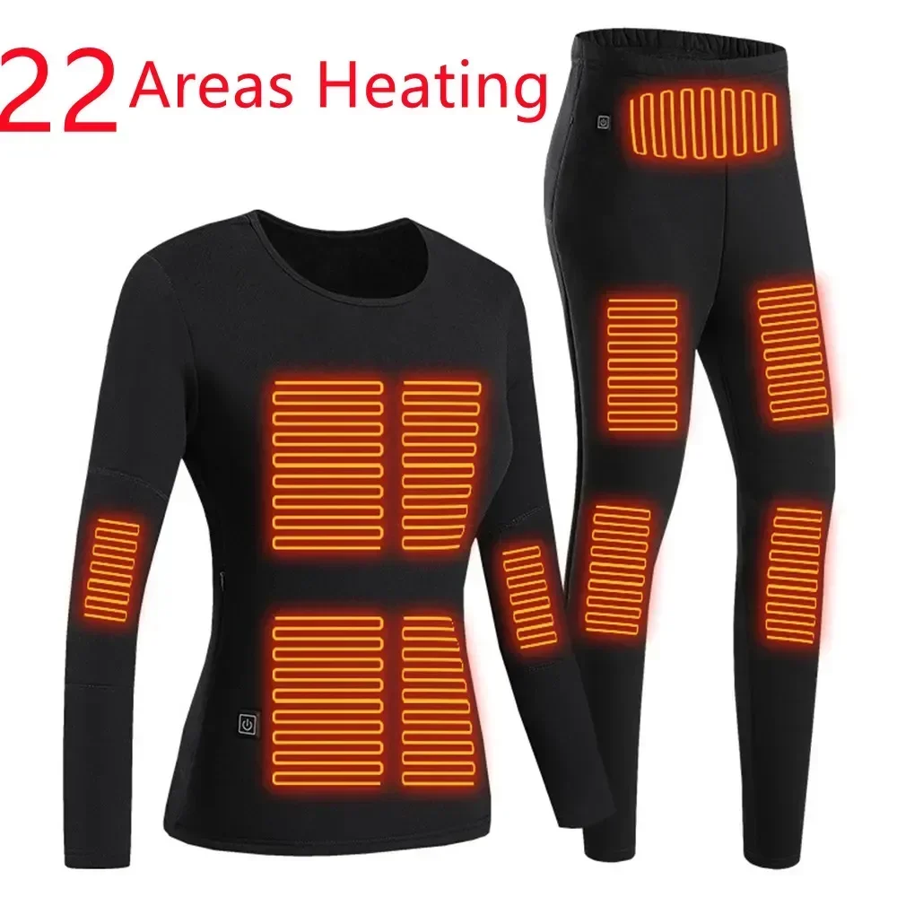 

22 Areas Winter Heated Underwear Self Heating Underwear Warm Heated Suit USB Powered Clothing Motorcycle Jacket Ski Camping