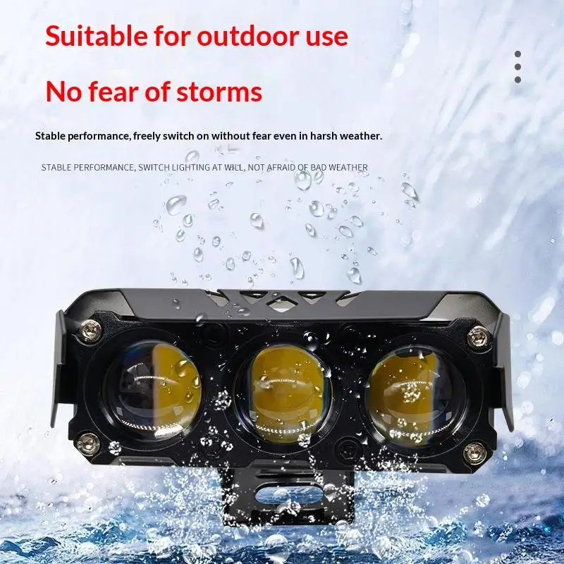 1PCS Motorcycle LED Spot Light Dual Color Hi/Low Beam Fog Lamps For Car Trucks SUV UTV 12V Mini Lens Headlight Driving Light