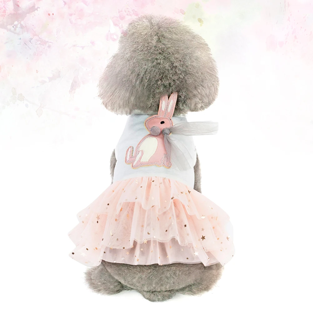 

Pet Clothes Pets Skirt Tulle Clothing Spring and Summer Gown Gauze Dress White Puppy Outdoor