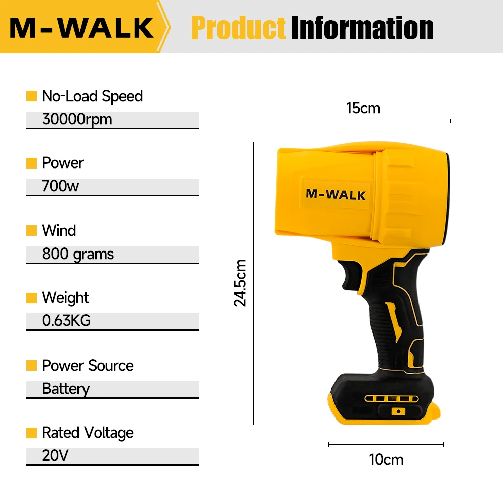 30000RPM Brushless Elettrico Turbo Ventilatore Jet Fan 700W Palmare Foglia Ventilatore Duster Strumenti di Soffiaggio Per Dewalt 20V Batteria Spille