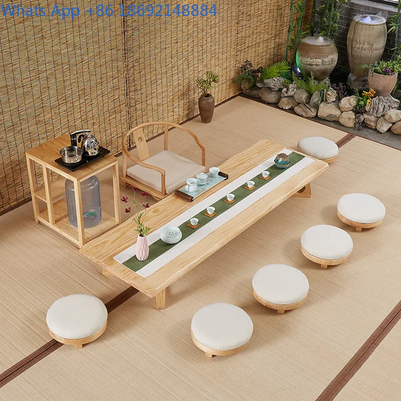 

Solid Wood Tea Table Homestay Zen Style Low Table Japanese Tatami Tea Table and Chair