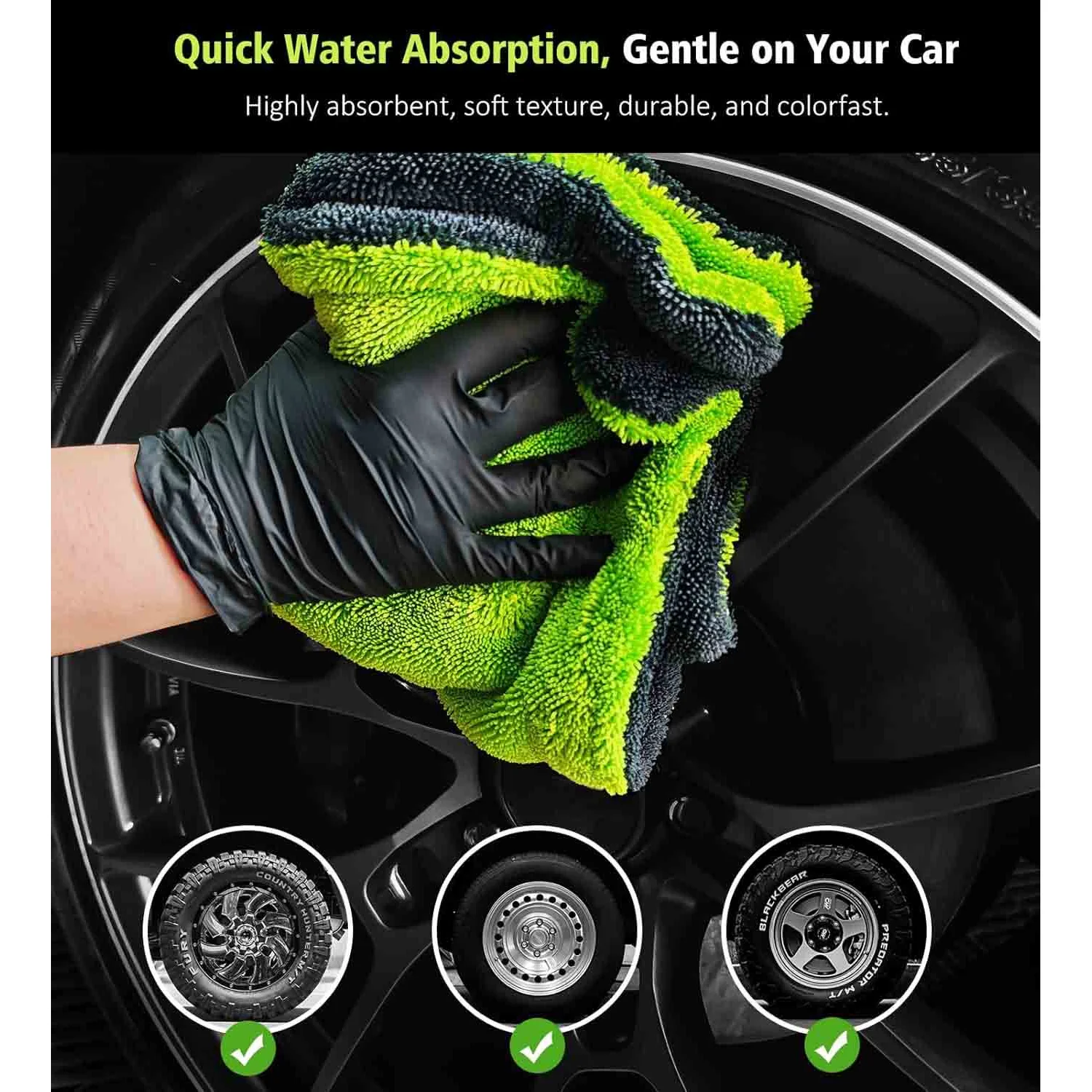 1400GSM الثقيلة SUV شاحنة تجفيف منشفة اضافية كبيرة 48x24 بوصة مزدوجة الوجهين ستوكات القماش ماصة غسيل السيارات منشفة