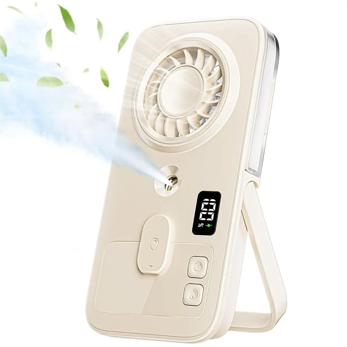 HDL Fan with Water-Cooling Function, Portable Handheld Fan with Misting Function, Rechargeable Pocket Fan