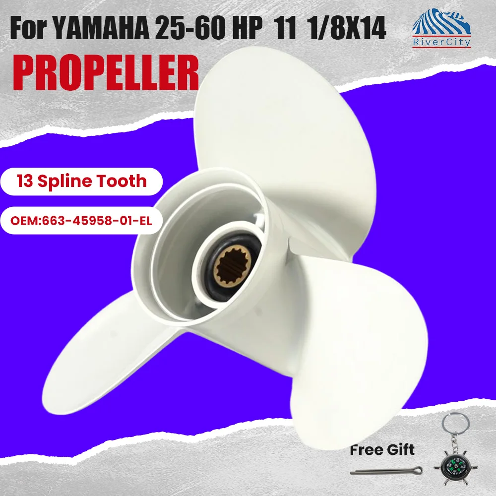 For Yamaha 45hp 50hp 55hp 60hp Outboard Propeller 11 1/8*14 Boat Motor Aluminum Alloy Screw Ship Marine Engine 3 Blade 13 Spline