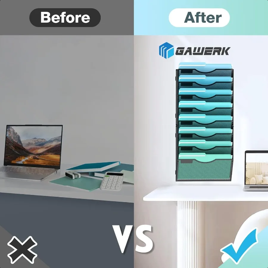 Organizzatore di file da parete Portadocumenti da parete sospeso Cartella di carta Portadocumenti Organizzatore di posta 8TIER