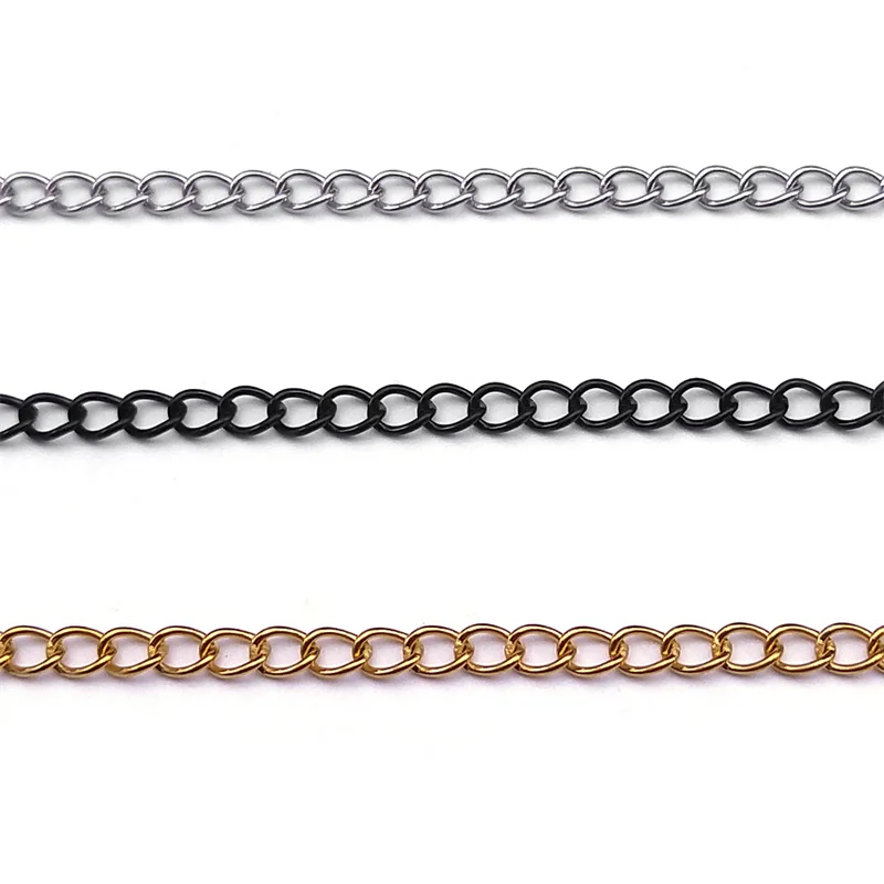 Edelstahl-Schwanzkette für Halskette, Armband, Verlängerung, Gold, Silber, Schwarz, DIY-Schmuck für Damen und Herren, Zubehör – Detail 9