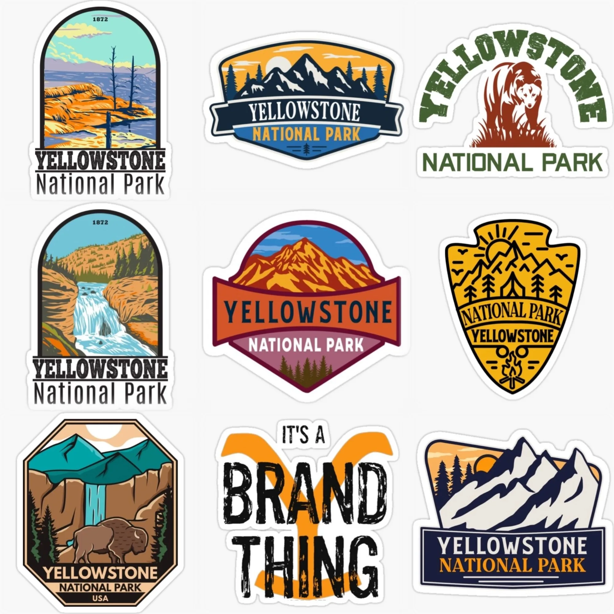 

Yellowstone National Park Scenery Mountain PVC Sticker for Decorate Car Van Bicycle Helmet Fridge Wall Decal Accessories