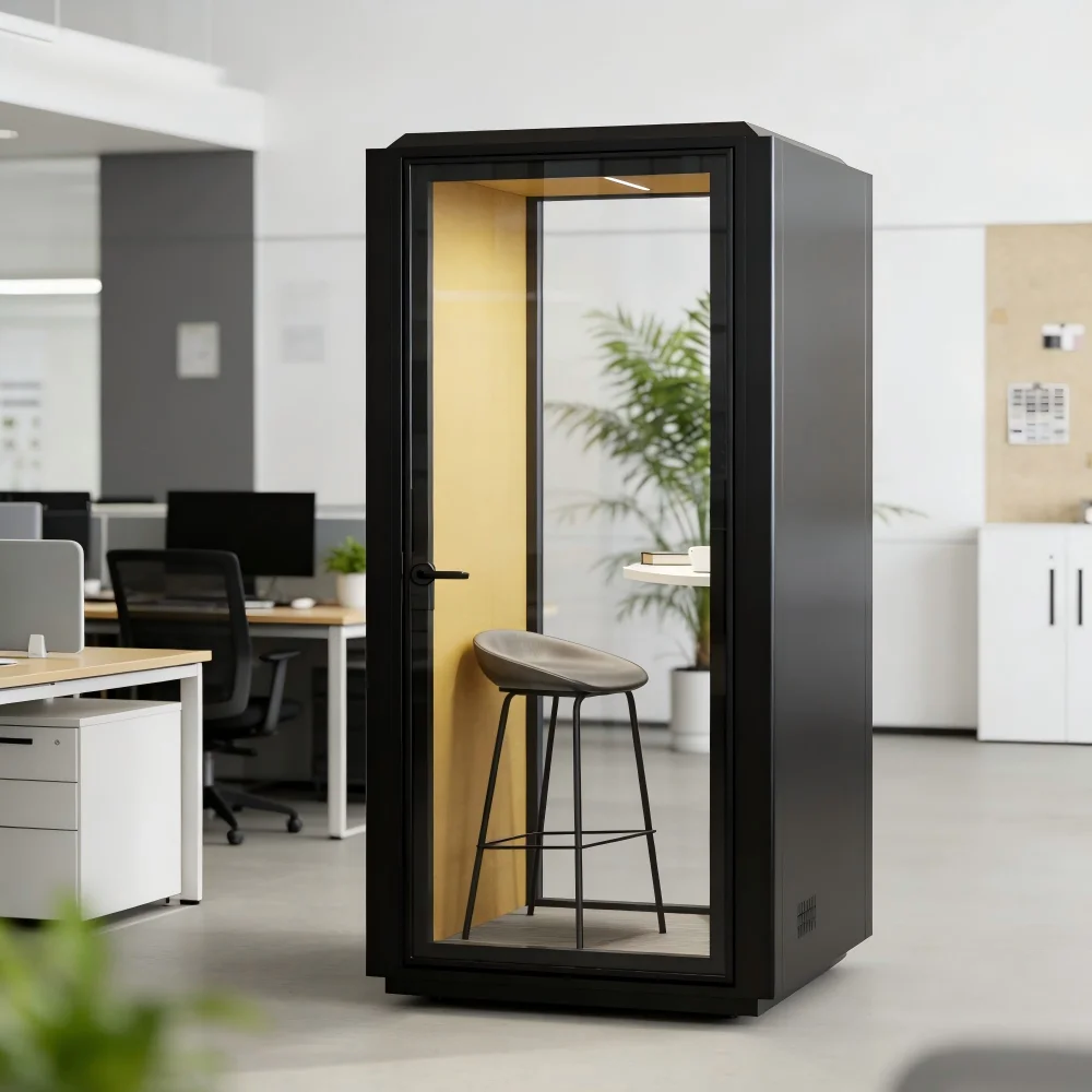 Prefab Industrial Acoustic Booth Modular Movable Office Building Soundproof Working Pods Double-layer Glass Eco-Friendly Design