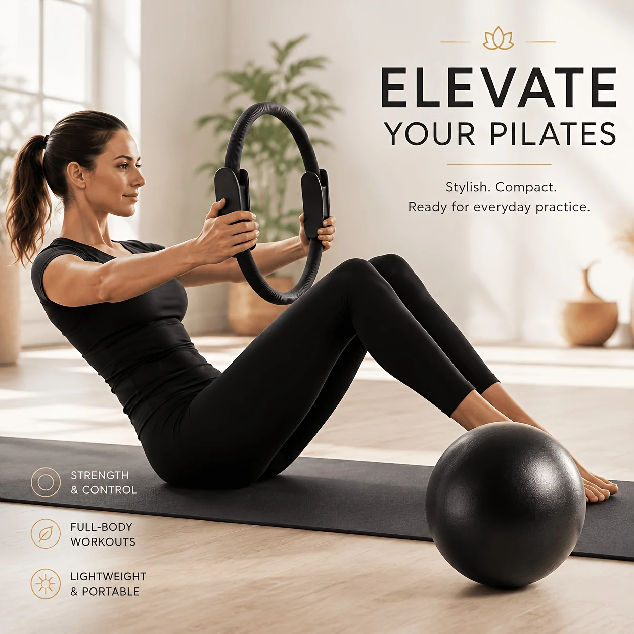 Home Fitness Pilates Pilate Ring Mini Yoga Ball 38cm Resistance Band 25cm Exercise For Core Workout Stretching And Yoga Practice