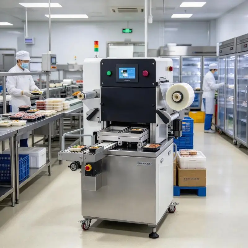 Automatic Food Tray Sealing Machine MAP Modified Atmosphere Gas Flush Packaging Equipment for Fresh Food
