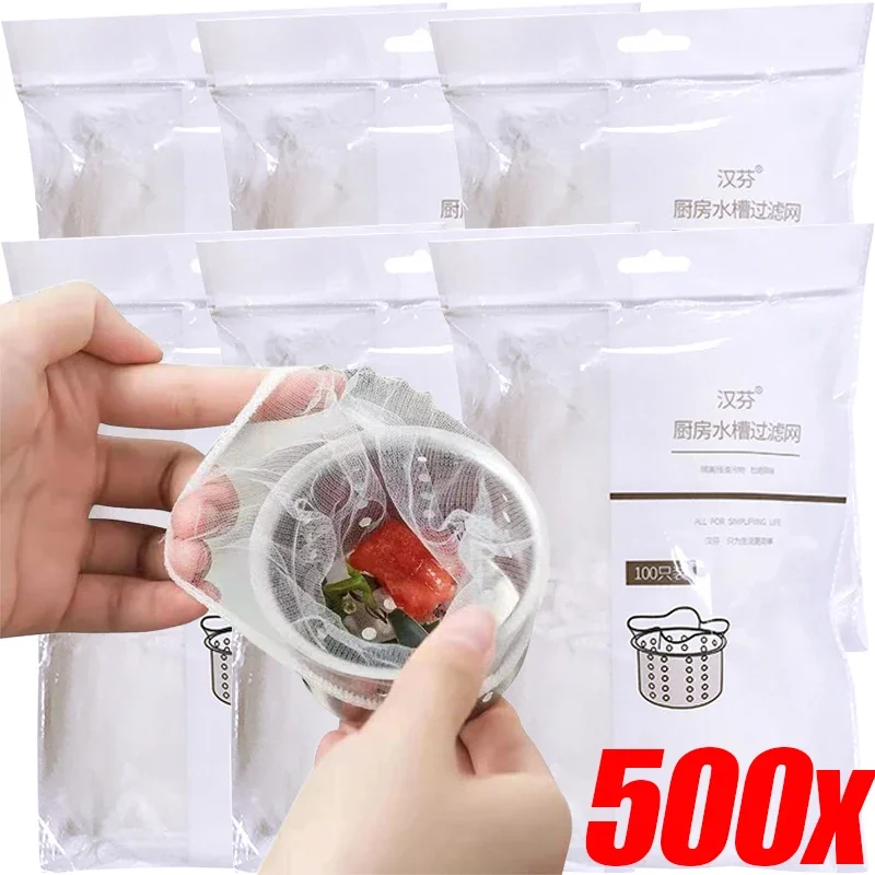 500/30pcs Disposable Kitchen Sink Filter Kitchen Sink Strainer Drain Hole Mesh Bags Anti-blocking Garbage Bag Filters Strainers