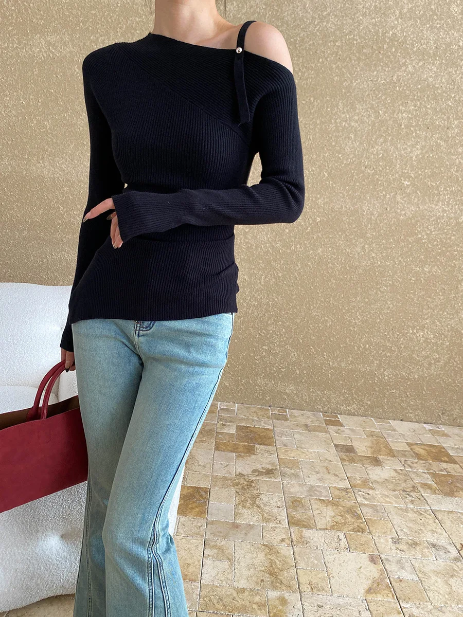 Lässiger, einfarbiger Slim-Fit-Pullover für Damen im Herbst und Winter