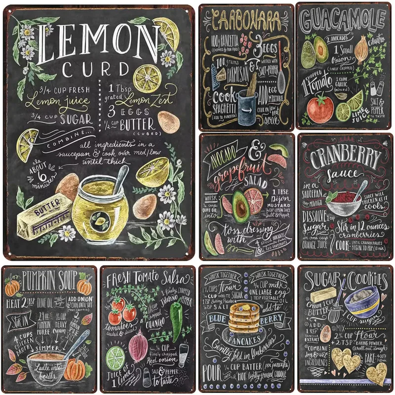 Metal Tin Signs Plaque Lemon Cocktail Wall Decoration Vintage Art Posters Iron Painting for Man Cave Home Cafe Garden Club Bar