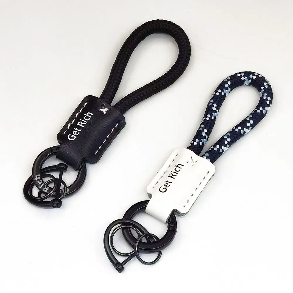 

Durable PU Leather Car Key Ring Black Buckle Anti-lost Wrist Rope Holder with Screwdriver Vachette Clasp Key Accessories