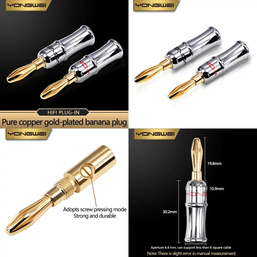 YONGWEI Copper Gold-Plated Banana Plugs Connector for Audio Video Cable Speaker Wire 4mm Power Amplifier RCA HDMI AUX Cable